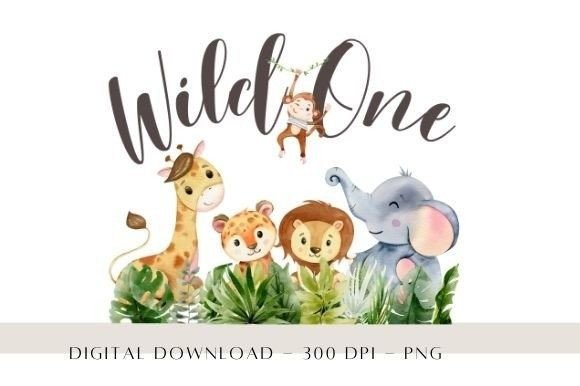 Download Wild One Safari Watercolor Baby Animals - Baby animal Collection