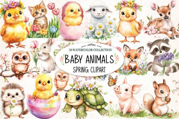 Download Cute Baby Animal Spring Clipart - Baby animal Collection
