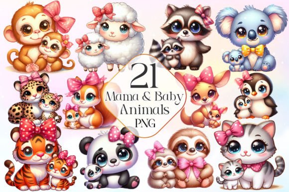 Download Mama and Baby Animals Clipart PNG - Baby animal Collection