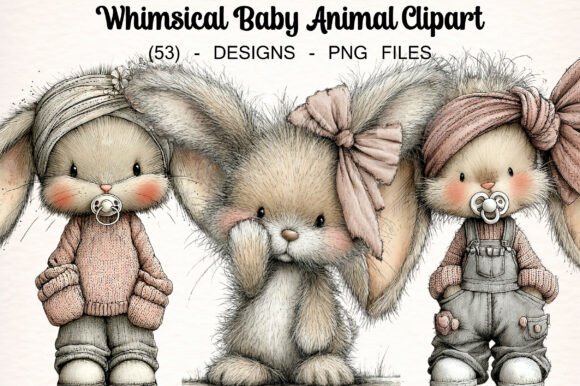 Download Whimsical Baby Animal Clipart - Baby animal Collection