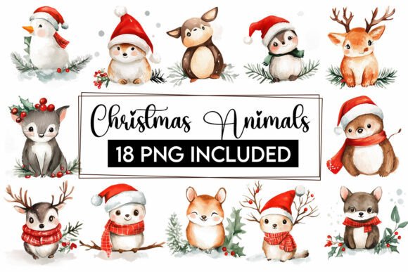 Download Christmas Baby Animals Clipart PNG Santa - Baby animal Collection