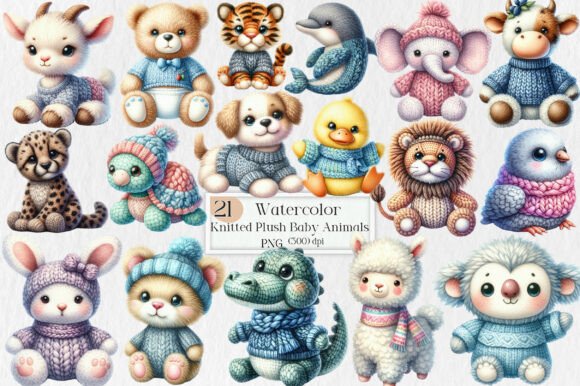 Download Knitted Plush Baby Animals Clipart PNG - Baby animal Collection