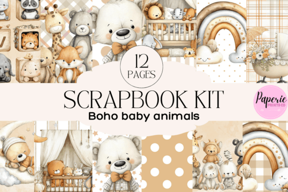 Download Boho Baby Animal Scrapbook Kit - Baby animal Collection