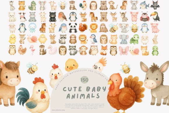 Download Baby Animals Clipart Set - Baby animal Collection