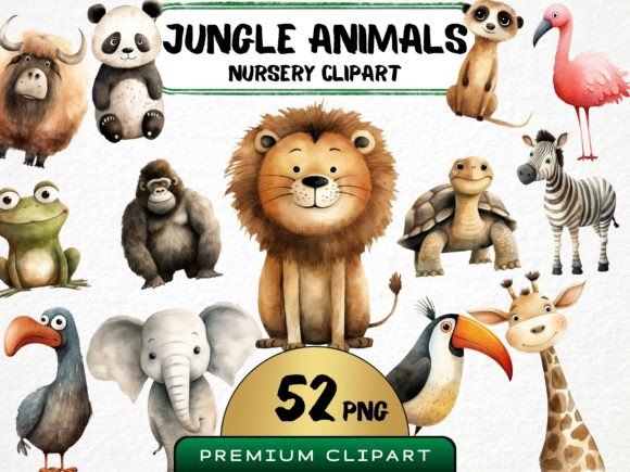 Download Nursery Jungle Animals Clipart Bundle - Premium Resources