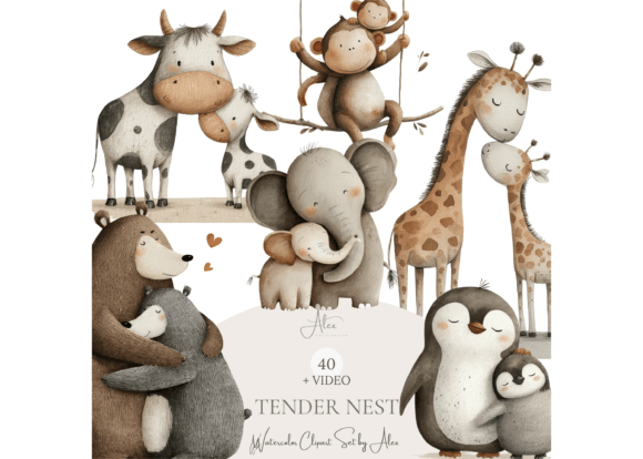 Download Mom and Baby Animal Clipart - Baby animal Collection
