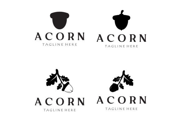 Download Simple Acorn Logo Design with Leaves,oak - Acorn Collection