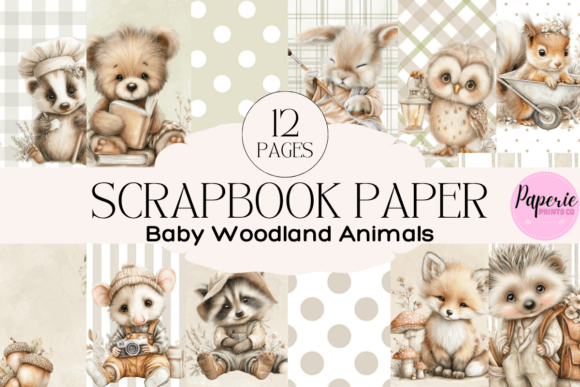 Download Woodland Baby Animals Scrapbook Paper - Baby animal Collection