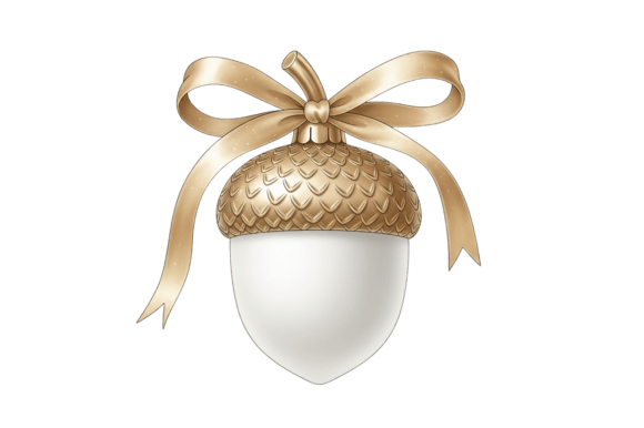 Download Golden Acorn with Ribbon Design - Acorn Collection