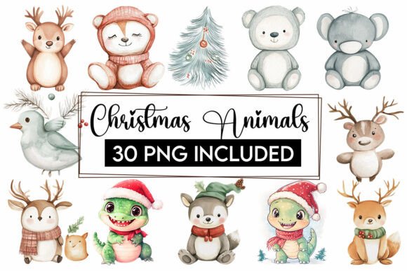 Download Christmas Baby Animals Clipart PNG Santa - Baby animal Collection