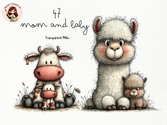 Download Mom Baby Animals Clipart PNG Set - Baby animal Collection