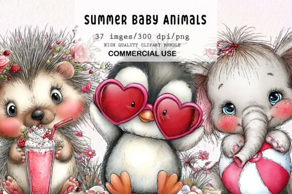 Download Whimsical Summer Baby Animals Clipart - Baby animal Collection