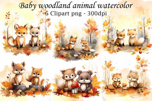 Download Autumn Woodland Baby Animals Watercolor - Baby animal Collection