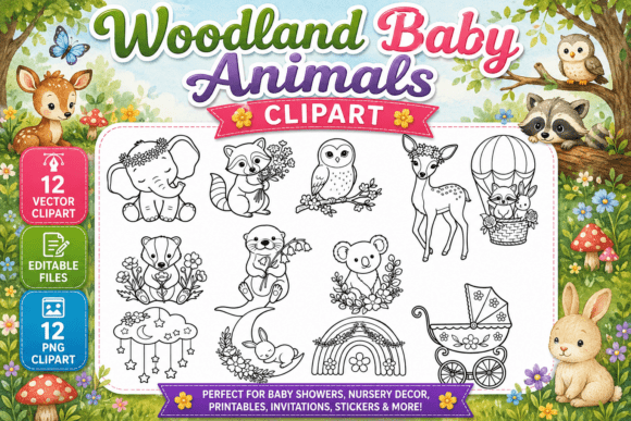 Download Woodland Baby Animals Digital Clipart - Baby animal Collection