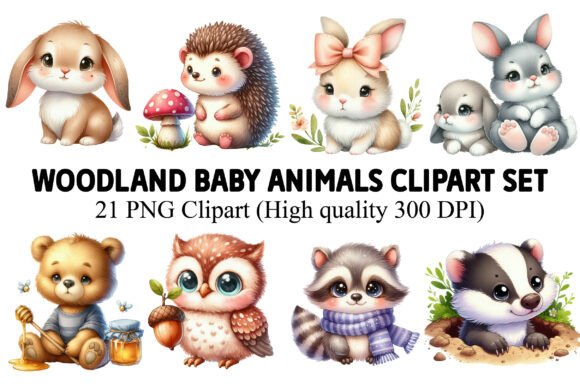 Download Woodland Baby Animals Clipart Set - Baby animal Collection