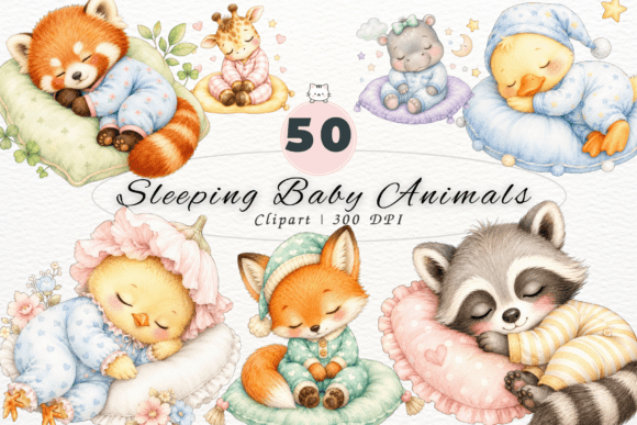 Download Cute Sleeping Baby Animals Clipart PNG - Baby animal Collection