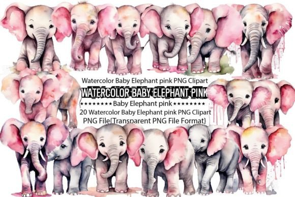 Download Watercolor Baby Elephant Pink Sublimatio - Premium Resources