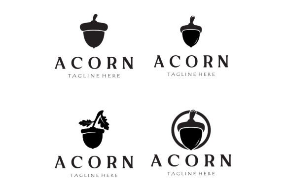 Download Simple Acorn Logo Design with Leaves,oak - Acorn Collection